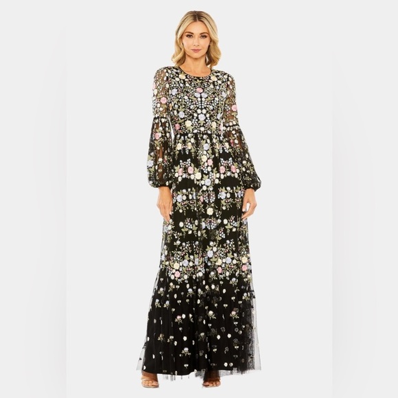 Mac Duggal Dresses & Skirts - Mac Duggal
High Neck Floral Embroidered Puff Sleeve Gown